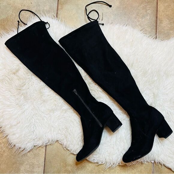 Gianni Bini Stretch Knee High Black fall & winter suede style Boots 6.5 - Picture 3 of 16